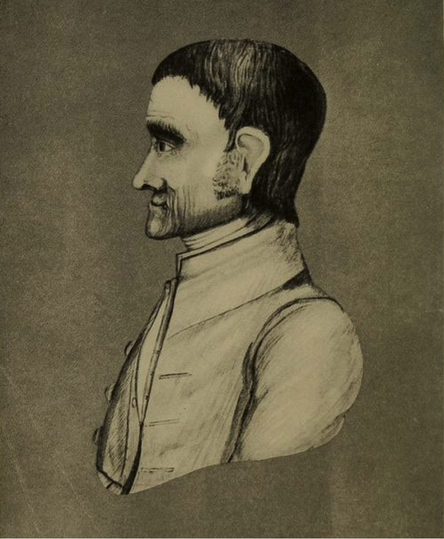 Drawing of John Holman, sideview