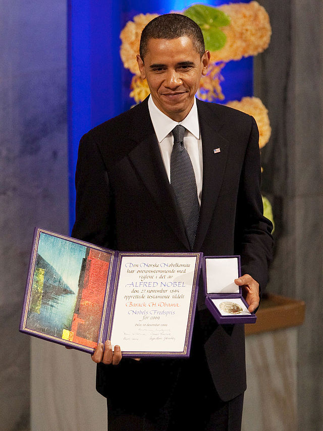 President Obama with Nobel Prize • Photo by Pete Souza • WikiCommons