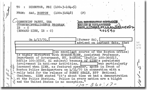 Howard Zinn's FBI File