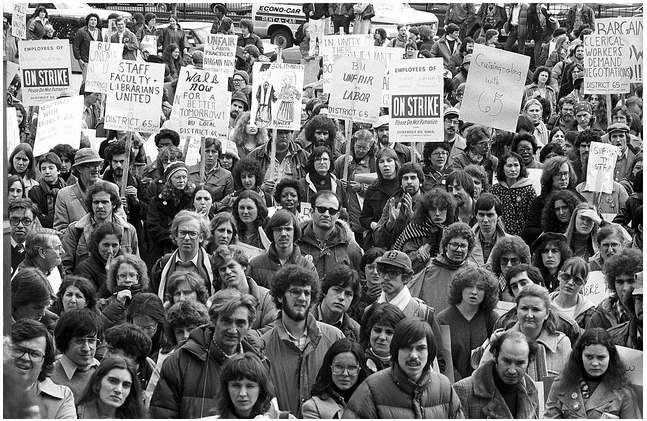 Boston University staff/faculty strike, 1979. Image: Boston Public Library, photographer Spencer Grant.
