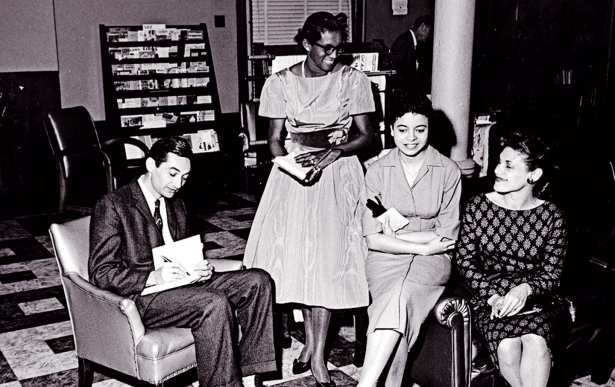  Howard Zinn signs his first book, LaGuardia in Congress, for his Spelman College students in 1960. (Courtesy of the Spelman College Archives) 