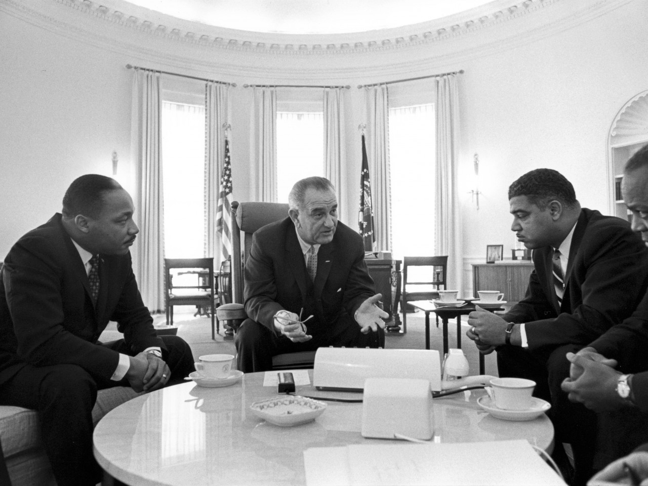 President Johnson with Young and King. Source: National Urban League.