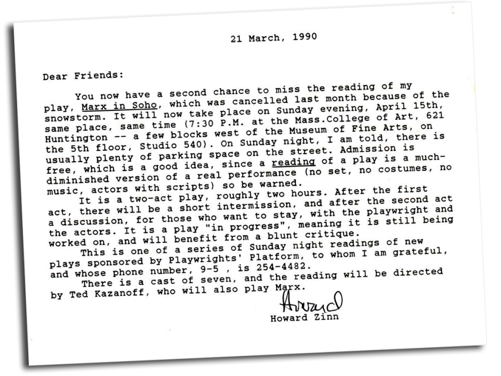 David Schaff - Marx in Soho Letter | HowardZinn.org