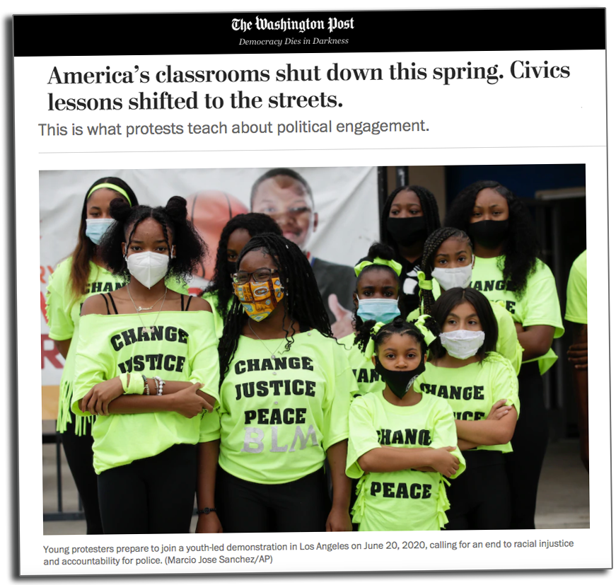 L.A. students of color in lime green shirt