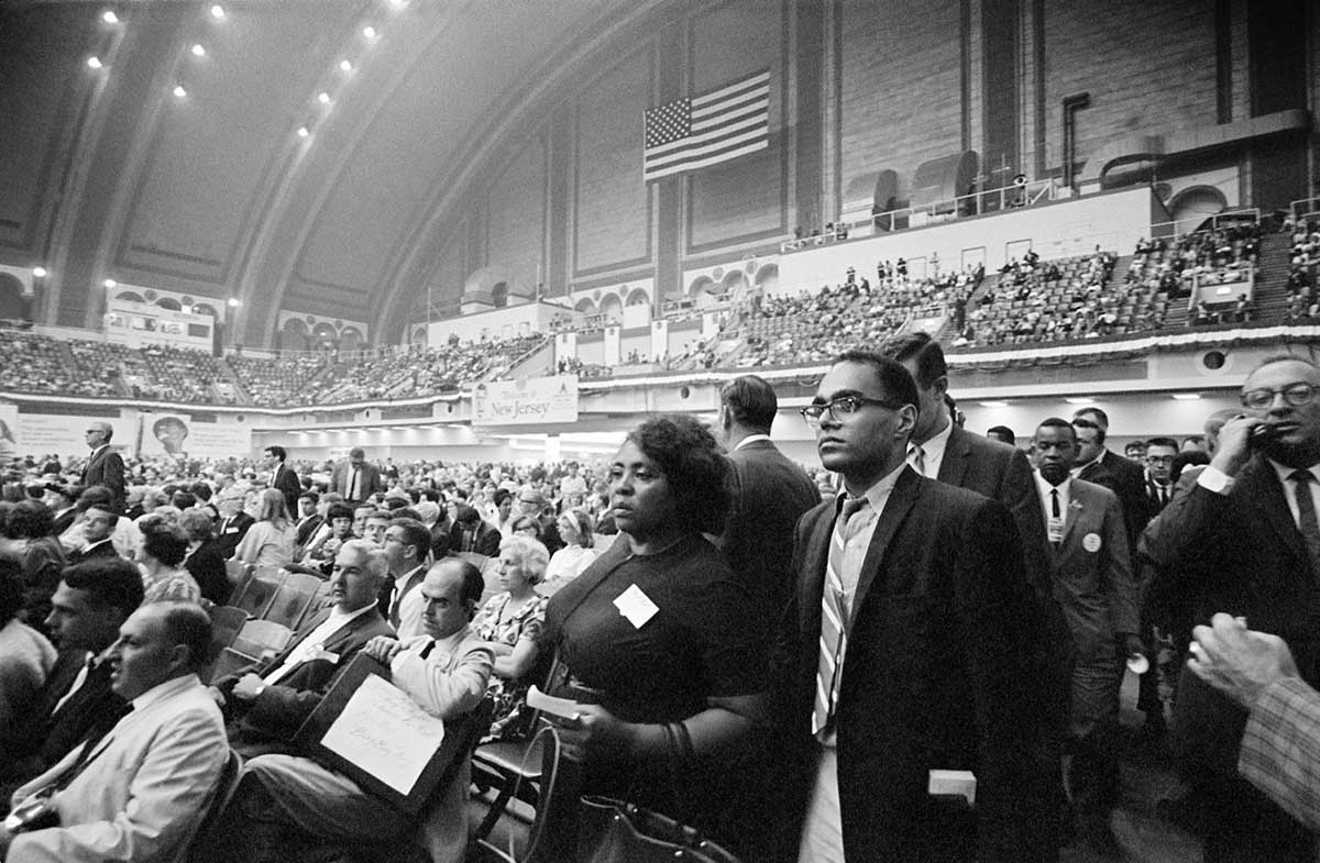 Fannie Lou Hamer and Bob Moses at the 1964 Democractic National Convention. Credit: George Ballis