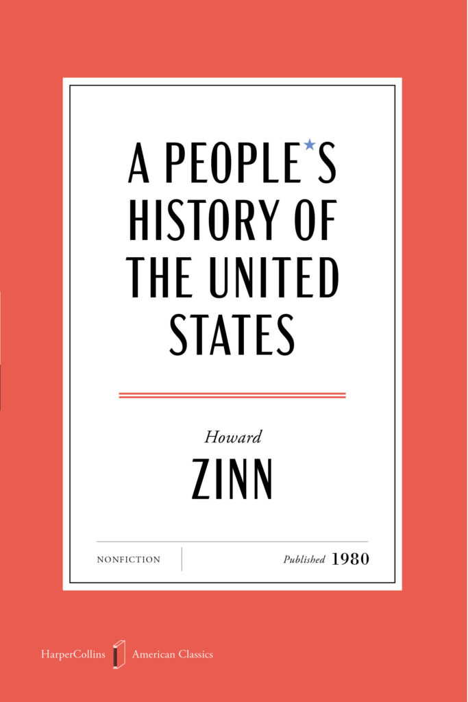 Book cover with black text on white background and red border